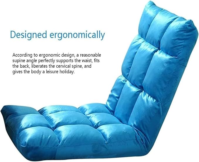 ELEFOCUS Folding Sofa Chair Folding Floor Chair 5 Gears Adjustable Lazy Sofa Removable and Washable Foldable Floor Chair(Green Orange)