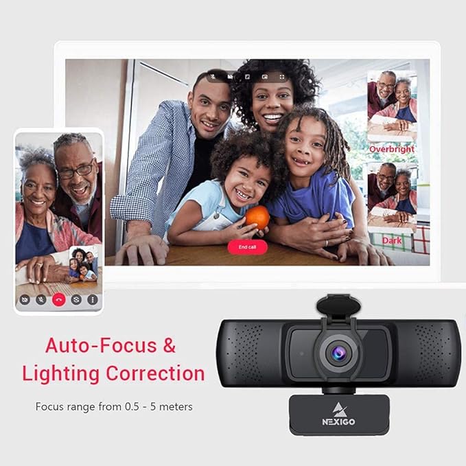 NexiGo N930P (Gen 2) 1080P Autofocus Webcam with Software Microphone &amp Privacy Cover HD USB Web Camera for Zoom YouTube Skype FaceTime PC Mac Laptop Desktop
