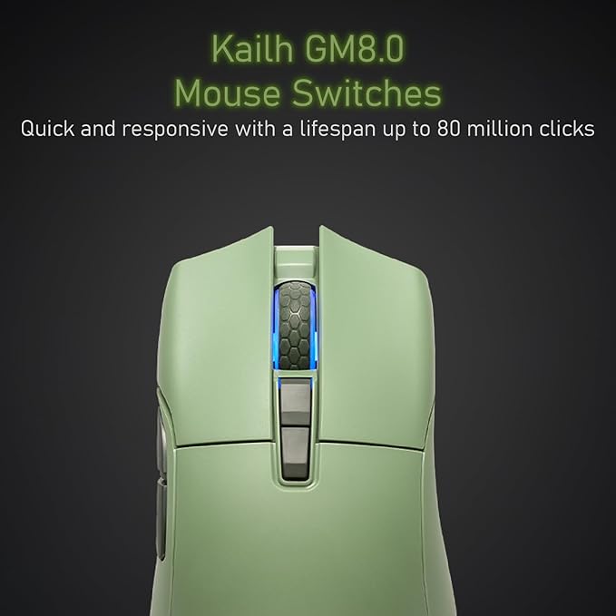 iRocks M31R Wireless Gaming Mouse Triple Mode 2.4G/ Bluetooth/USB-C Detachable Cable Gaming Mouse Kailh GM8.0 Mouse Switches Advanced PixArt PAW3395 Optical Sensor Up to 26000 DPI - Olive Green