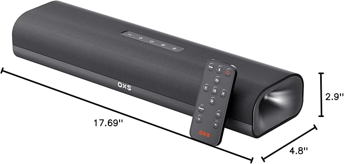 OXS Thunder Lite PC Gaming Soundbar Sound Bars for TV with Virtual Surround Sound 2 Full-Range Drivers Bass Tube Compact Design HDMI/AUX/Optical Compatible Bluetooth 5.0 Wireless Connection