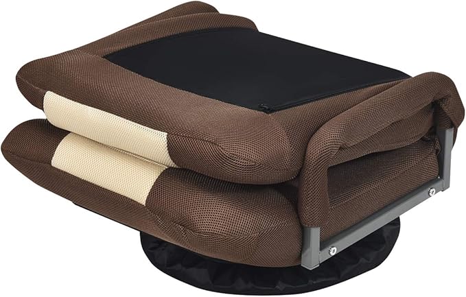 S AFSTAR Floor Gaming Chair Swivel Foldable Chair with Armrest &amp 6-Position Adjustable Backrest Folding Rocker for TV Reading &amp Home Office (Brown)