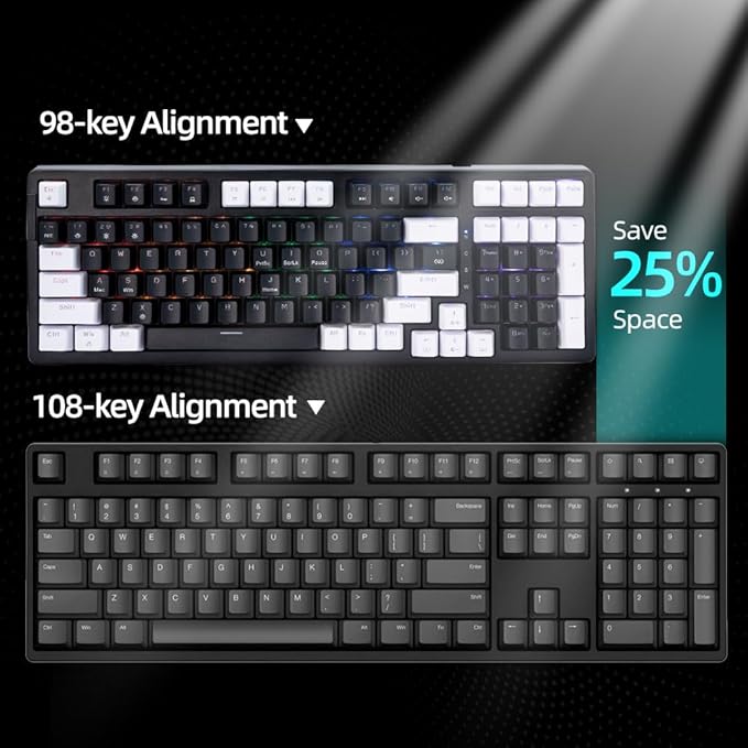 WJX Wired Gaming Mechanical Keyboard Creamy&ampSilent Keycaps RGB Backlit Number Pad MX Cherry Style Cool LED Light PBT Keycaps Hot Swappable USB Keyboard (Black)
