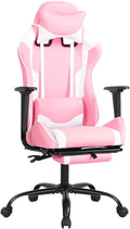 Gaming Chair Computer Office Chair Ergonomic Desk Chair Height Adjustable Recliner Swivel High Back with Lumbar Support Footrest Headrest Racing Style Desk ChairPink