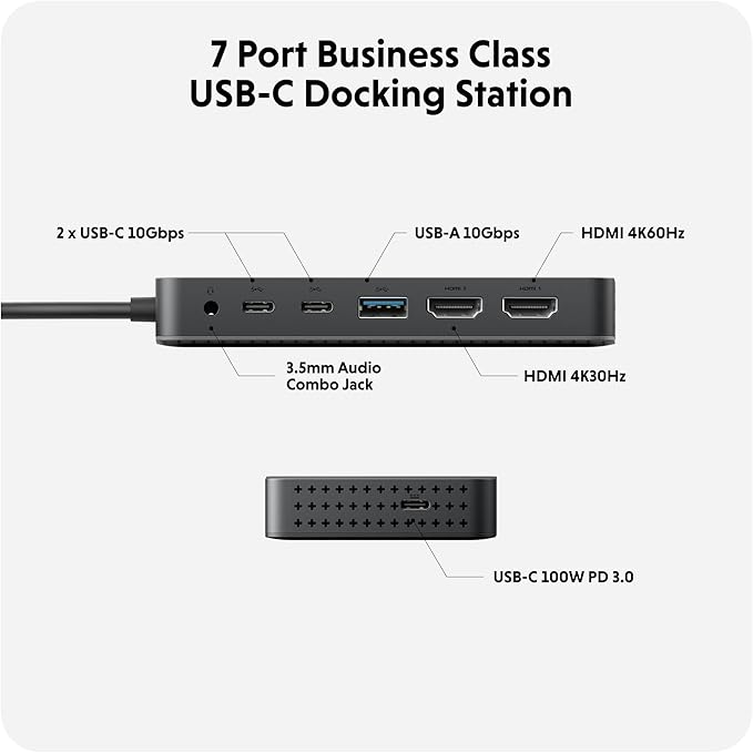 HyperDrive Next Dual 4K HDMI 7 Port USB C Docking Station for M Series MacBook PC Chromebook 2x File Transfers w/ 10Gbps USB Ports Dual 4K Docking Station Charges w/ 100W PD Power Passthrough Port