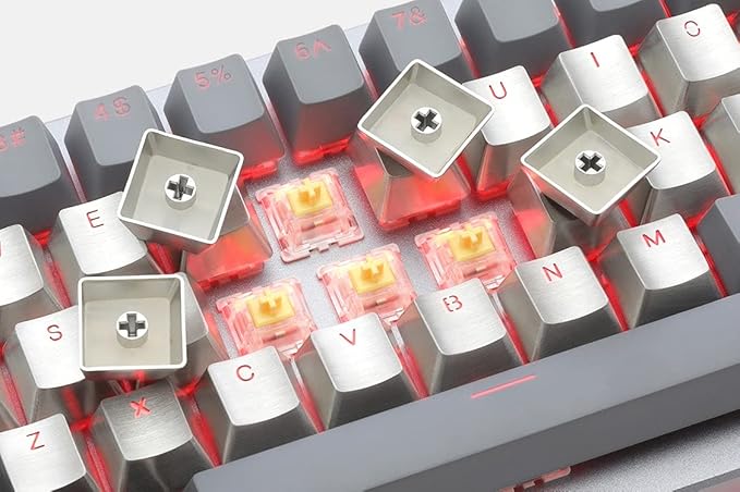 KPREPUBLIC teamwolf Stainless Steel MX Keycap Silver Color Metal keycap for Mechanical Keyboard Gaming Key Alpha Light Through Back lit (TeamWolf Alpha Key x1)