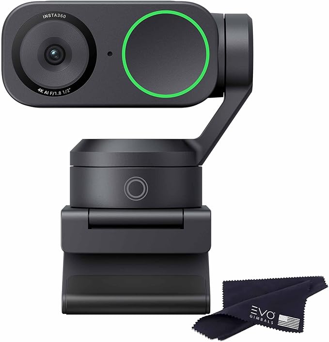 Insta360 Link 2-PTZ 4K Webcam with 1/2 Sensor AI Tracking Gesture Control HDR Noise-Canceling Mic Webcam for Laptop Live Streaming Gaming