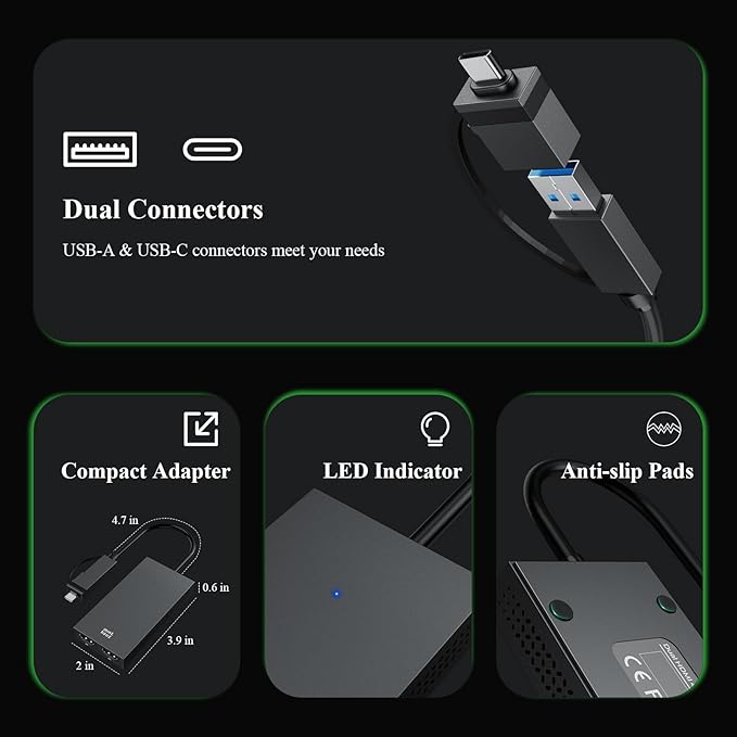 Minthouz 4K HDMI Splitter for Dual Monitors DisplayLink Certified Dual Monitor Splitter USB 3.1 to HDMI Adapter for Windows 10/11 &amp MacBook M1/M2/M3/M4 Support for Dell/HP/Lenovo/Surface Laptop