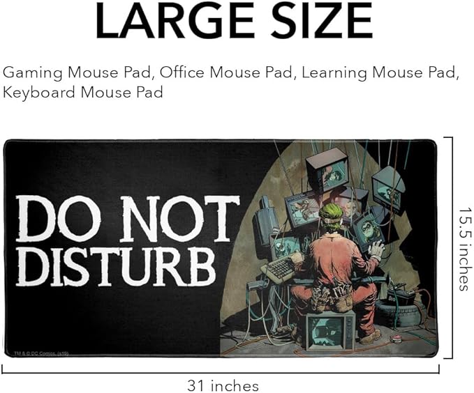 Batman Do Not Disturb The Joker Large Gaming Mouse Pad Desk Mat with Stitched Edges Non-Slip Base for Gamer Home and Office 31.5 x 15.7