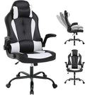 PC Gaming Chair - Ergonomic PC Office Chair w/Adjustable Lumbar Support &amp Headrest High Back PU Leather Computer Desk Chair for Adults (350lbs Capacity) (White)