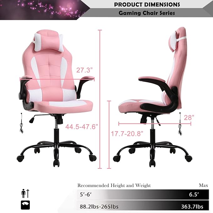Massage Gaming Chair for Adults PC Chair Silla Gamer Chair Gaming Chair Cheap Game Chair Ergonomic Desk Chair with Headrest Lumbar Support High Back Video Game Chairs for Kids Ages 8-12