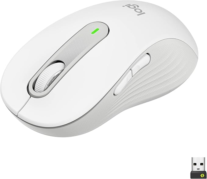 Logitech Signature M650 L Full Size Wireless Mouse - for Large Sized Hands Silent Clicks Customizable Side Buttons Bluetooth for PC/Mac/Multi-Device/Chromebook - Off White (Renewed)