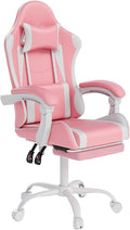 Gaming Chair with Headrest and Lumbar Support Ergonomic High Back Office Chair Racing Style Executive Computer Desk Chair Leather Adjustable Swivel Task Chair for Home Office (Pink White)