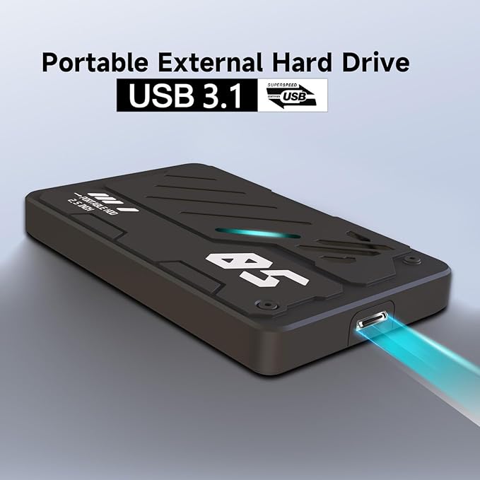 Ultra Slim Portable External Hard Drive USB 3.1 Type C HDD Storage for PC Laptop Mac Xbox one PS4 PS5 (250GB)