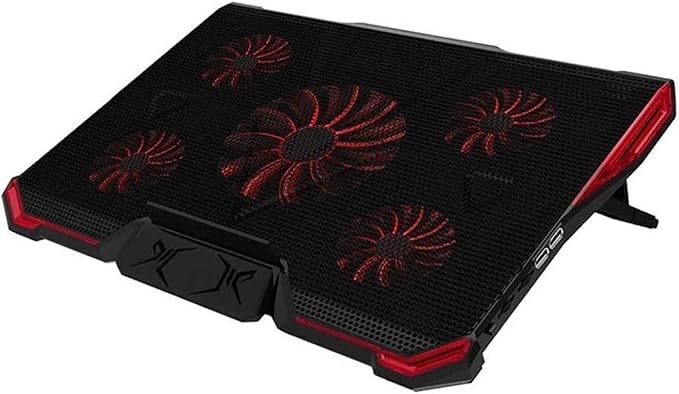 10-17.3 Laptop Cooler Cooling Pad | Ultra Slim Portable 5 Quiet Big Fans 2100RPM with USB Line Built in | Simple and Easy Use Design