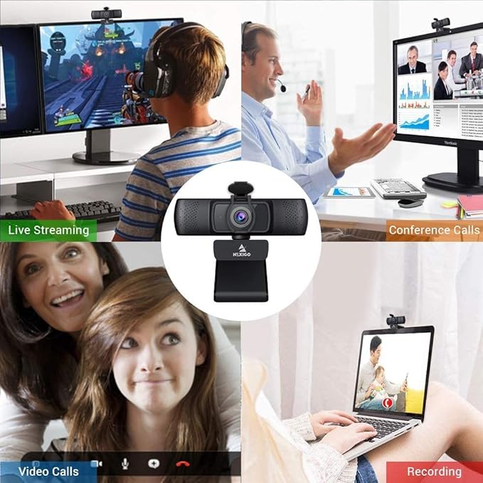 NexiGo N930P (Gen 2) 1080P Autofocus Webcam with Software Microphone &amp Privacy Cover HD USB Web Camera for Zoom YouTube Skype FaceTime PC Mac Laptop Desktop