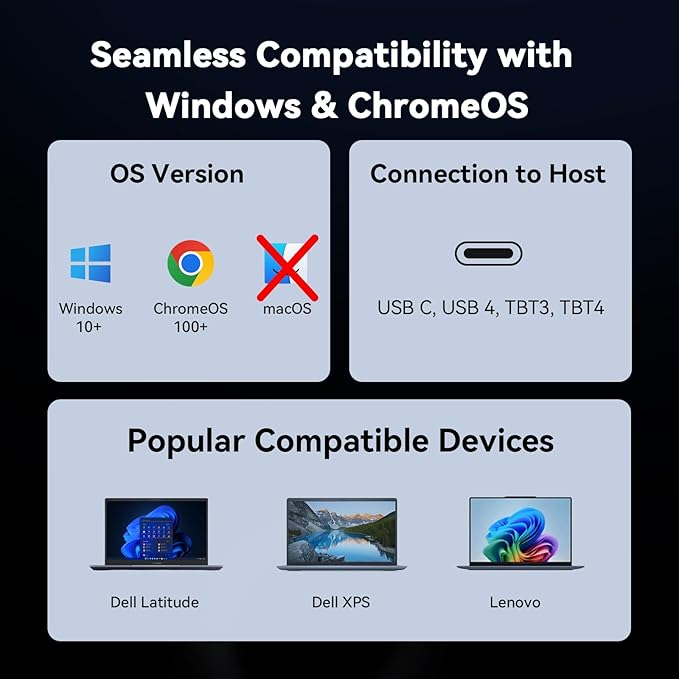 TobenONE Docking Station with Dual Monitor4K@60Hz 2 HDMI100W Power Supply PD 3.06 USBGigabit Ethernet Laptop Stand Verticallyfor WindowsChromeOS and More Space-Saving for Office/Home/Study