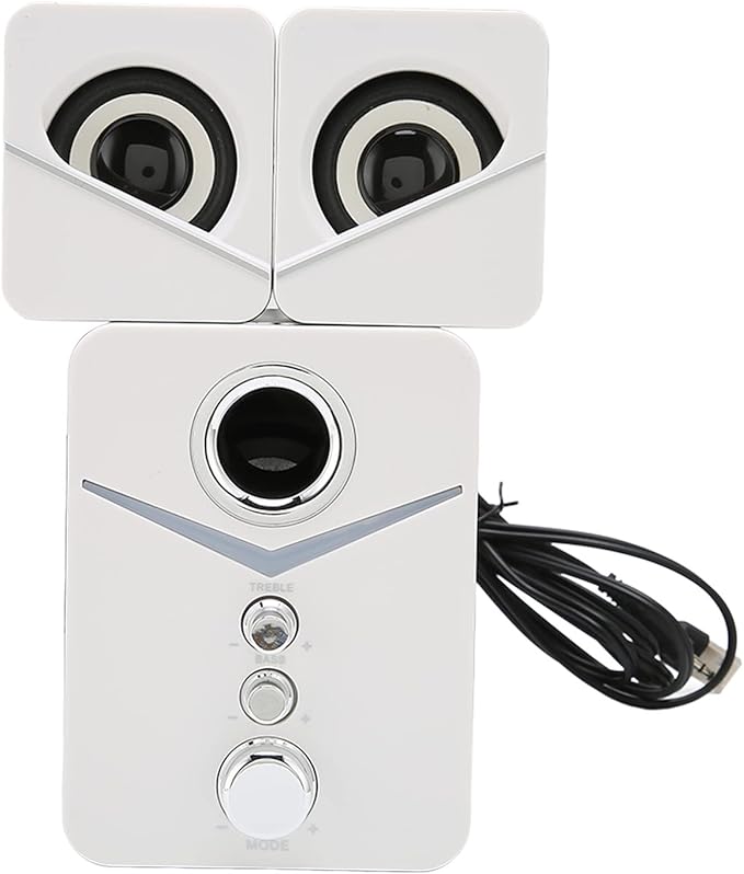 Computer Speakers 2.1 Channel Deep Bass Mini Desktop Speaker HiFi Stereo Computer Sound Bar RGB Home Speaker System for Wedding Party (White)