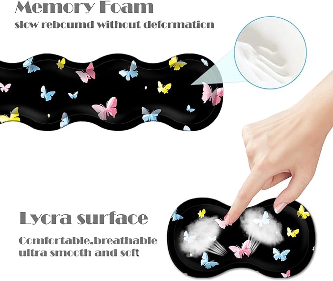 Ergonomic Keyboard Wrist Rest &amp Mouse Pad Wrist Rest SetXL Gaming Desk Mat 31.5x 11.8Non-Slip BaseMemory FoamEasy Typing Pain Relief for Office &amp HomeColorful Butterflies