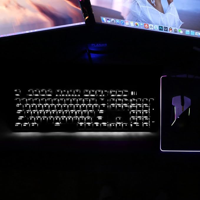 Mechanical Keyboard Gaming Keyboard | Red Switch White Backlit Keyboard | 104 Keys US Layout | Wired Gaming Keyboard | Hot Swappable Mechanical Keyboard | PC Gaming Keyboards (Black)