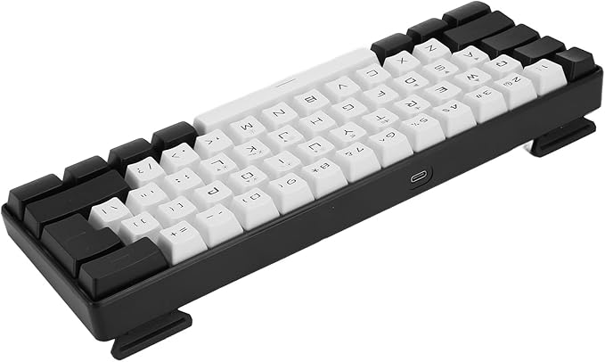 Wired Gaming Keyboard Small Compact 61 Keys Ergonomic Keyboard with LED Backlight for Office Business Travel Use (White)
