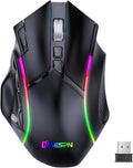 Wireless Gaming Mouse Tri-Mode 2.4G/Bluetooth/USB-C 24000 DPI 12 Programmable Buttons 500mAh Rechargeable Battery 7 RGB Lighting Modes On-Board Memory for Laptop/PC/Mac (Black)