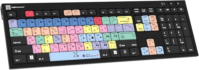 Logickeyboard 'Slimline Nero' Designed for Editing in Adobe Premiere Pro on Windows PC • p/n LKBU-PPROCC-BJPU-US