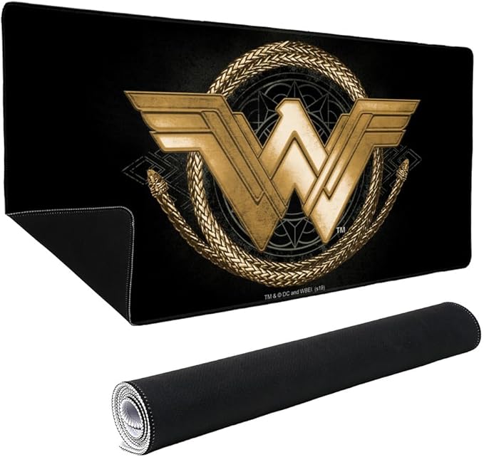 Wonder Woman Movie Golden Lasso Logo Large Gaming Mouse Pad Desk Mat with Stitched Edges Non-Slip Base for Gamer Home and Office 31.5 x 15.7