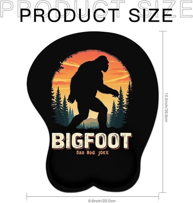 Mousepad Bigfoot Dad BOD Joke Sasquatch Ergonomic Wrist Support Non-Slip Base Mouse Mat with Wrist Rest Computer Mousemat for Desk Work Accessories Pad