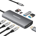USB C Video Output Hub 3 USB-C &amp 2 USB-A 3.2 10Gbps Ports 4K@60Hz HDMI 100W PD SD/TF USBC Splitter Dual Monitor Adapter for MacBook Pro/Air iMac iPad Pro XPS Surface Galaxy S22Samsung D