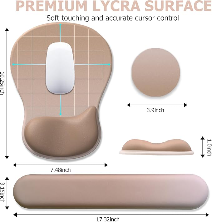 Gel Mouse Pad with Wrist Rest Ergonomic Office Keyboard Wrist Rest and Mousepad with Wrist Support Computer Mouse Pad with Non-Slip PU Base and Desk Accessories Mat for Home &amp Gaming Mocha Sand