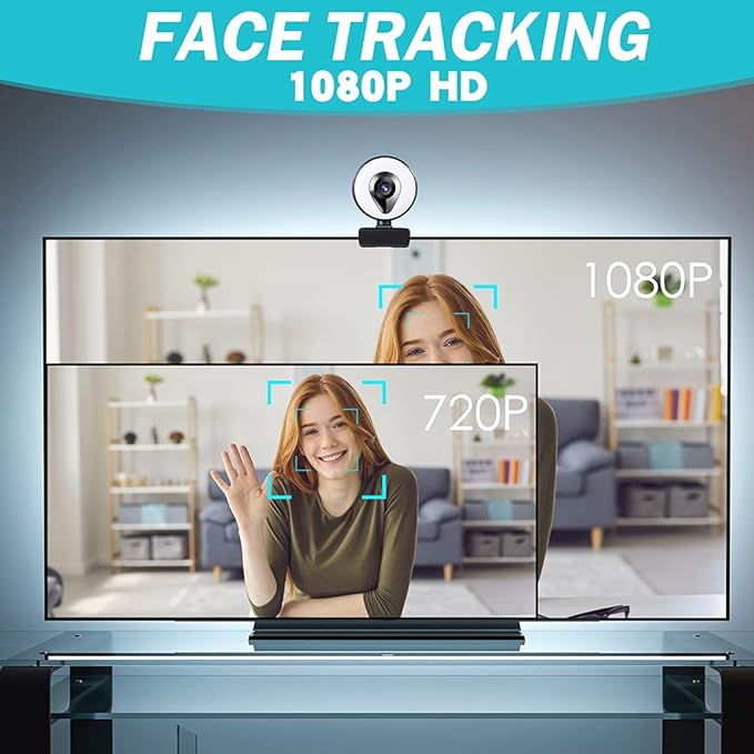 PC Computer 1080P 4K 2K AutoFocus Webcam Double Noise Reduction Microphone USB Auto Installation Camera Video Webcam with Microphone Lighting 4k