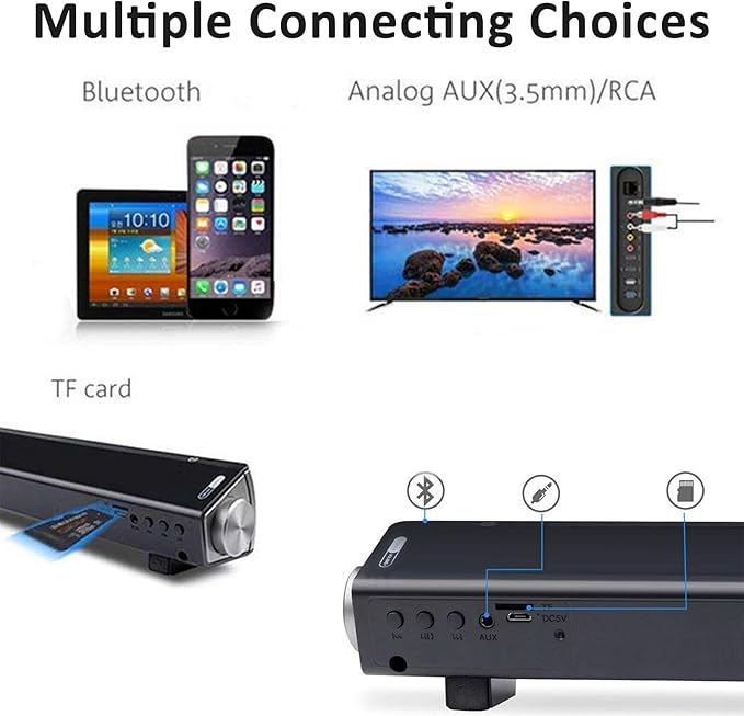Computer Speakers for Desktop Wired and Wireless Computer Sound Bar Stereo USB Powered Mini Soundbar Speakers for PC Tablets Laptop Desktop Projector Cellphone
