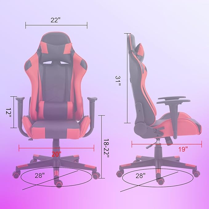 DIKEP Computer Gaming Desk Chair Video Game Chair with Footrest and Lumbar Support PU Leather High-Back Recliner Headrest and Height Adjustable w/ 360° Swivel Seat for Office and Home - Black &amp