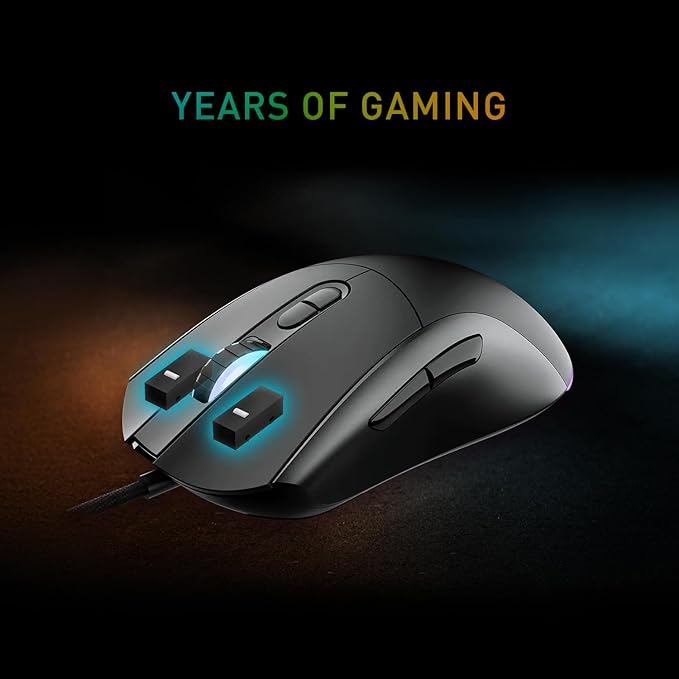 msi Forge GM320 Gaming Mouse 12800 DPI 20M+ Clicks Micro Switch Optical Sensor Ergonomic Ambitextrous Hand Design RGB Light