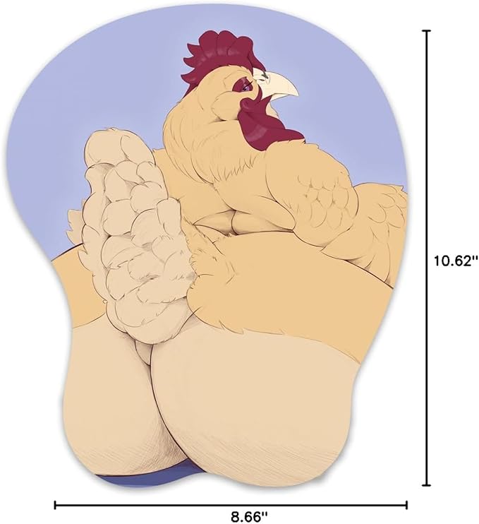 (Chicken) Oppai Mouse pad with Wrist Support Ergonomic 3D Mouse Pads Rest Gel Chicken Anime Manga Kawaii Wrist Pads Pain Relief and Easy Typing Gaming Notebook Computer Home Office