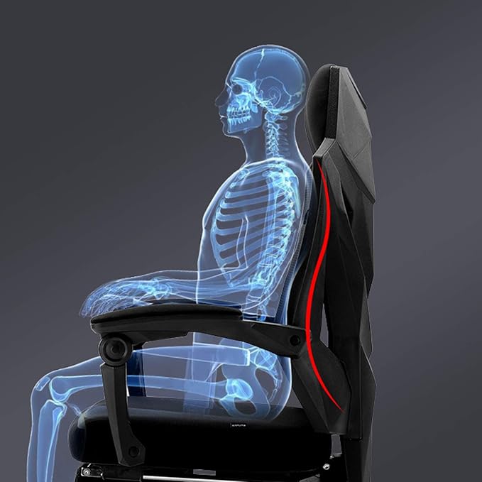 JHome Comfortable Swivel Chair Gaming Chair Office Chair Multi-Function Racing Chair Video Game Chair Adjustable Desk Chair with Armrests - Black Adjust Rolling Chair