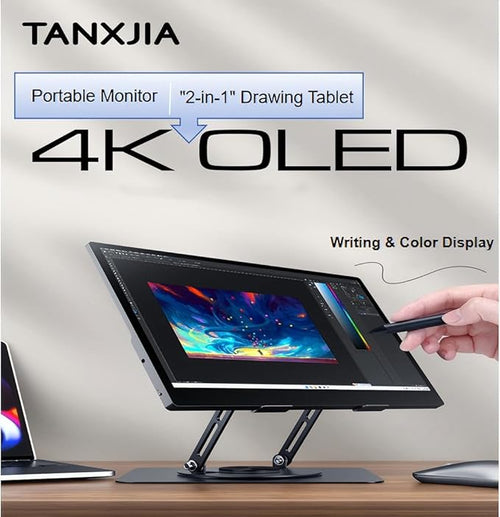 15.6 Portable Monitor 4K OLED Touchscreen 100% Adobe RGB 10-Bit Color USB-C External Display for Laptop PC Mac Phone Gaming with Smart Cover &amp Stand