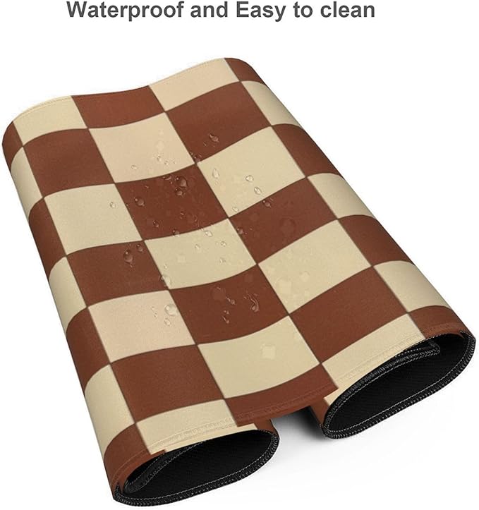 Brown Beige Checkered Mouse Pad Large Desk Mat for Keyboard and Mouse Non-Slip Gaming Mousepad Office Desk Accessories for Computer 35.4x15.7Inch