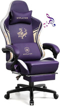 GTPLAYER Gaming Chair with Bluetooth Speakers and Footrest Dragon Series Video Game Chair Heavy Duty Ergonomic Chair Esports Gaming Chair Computer Office Desk Chair (Purple)