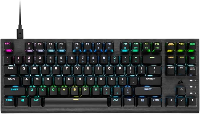 Corsair K60 RGB TKL RGB Tenkeyless Optical-Mechanical Wired Gaming Keyboard - OPX Switches - Polycarbonate Keycaps - iCUE Compatible - QWERTY NA Layout - Black