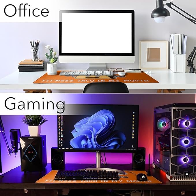 I'm Into Fitness Fit'ness Taco in My Mouth Funny Large Gaming Mouse Pad Desk Mat with Stitched Edges Non-Slip Base