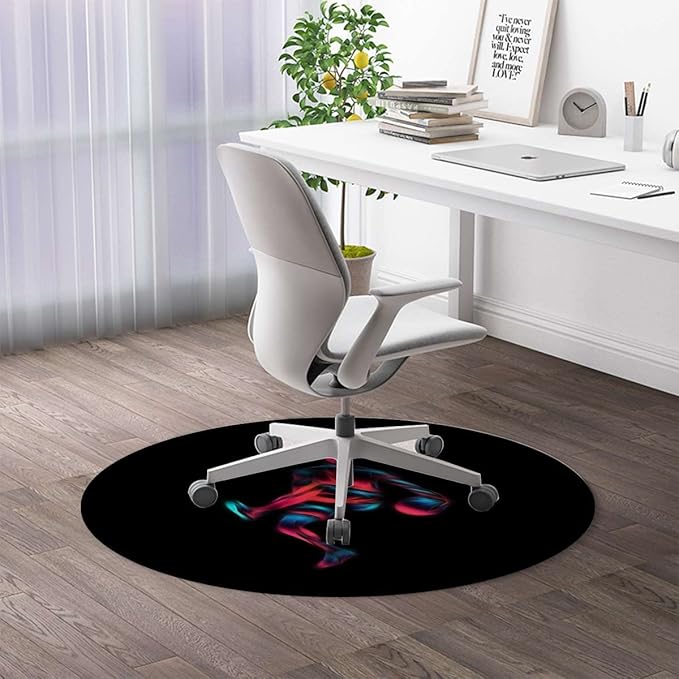 Black Red PU Leather Floor Protector Office Chair Mat Round mat Basketball Player Silhouette Gaming Chair Mat Protects Hardwood Floors Chairs Move Smoothly Doodle Style Art Diameter 47.2 in