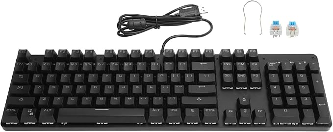 Mechanical Gaming Keyboard Wired 104 Keys Antighosting Keyboard with RGB Backlit for PC Computer Laptop (Black)