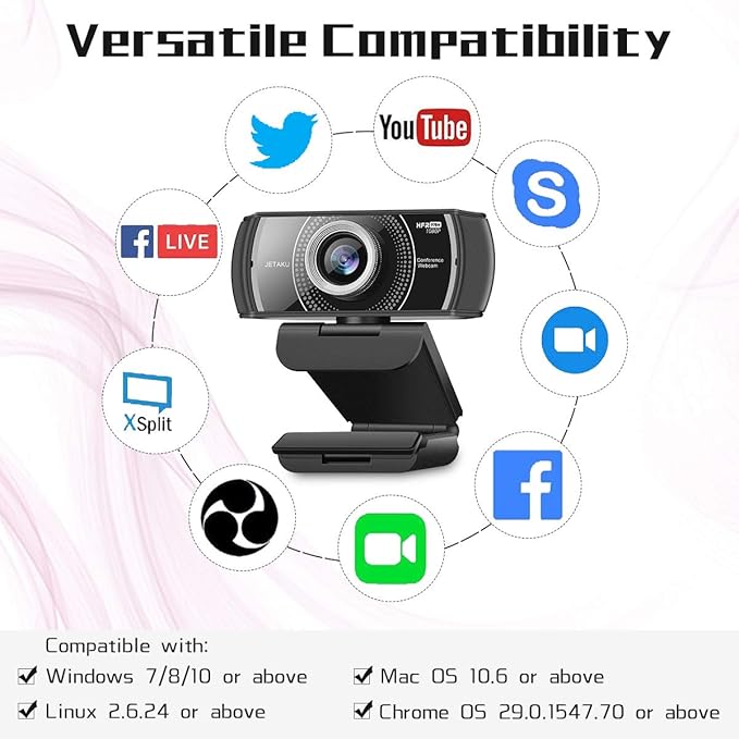 Webcam with Microphone 1080P 60FPS Privacy Cover Web Camera for Desktop Autofocus Dual Noise-Cancelling Mics Streaming Webcam for Gaming Laptop/Mac/Zoom/YouTube/Video Calling/Office