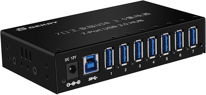 USB 3.0 Hub USB Data Hub Metal Case Mountable 7-Port Powered USB Hub 3.0 with 36W AC Adapter-Type A
