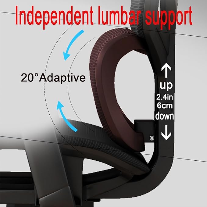 Ergonomic Chair Mesh Office Desk Seat Adjustable Lumbar Support 135° Recline 330LBS Capacity High Back Computer Chair with Wheels for Home Office Gaming Study(All Black)