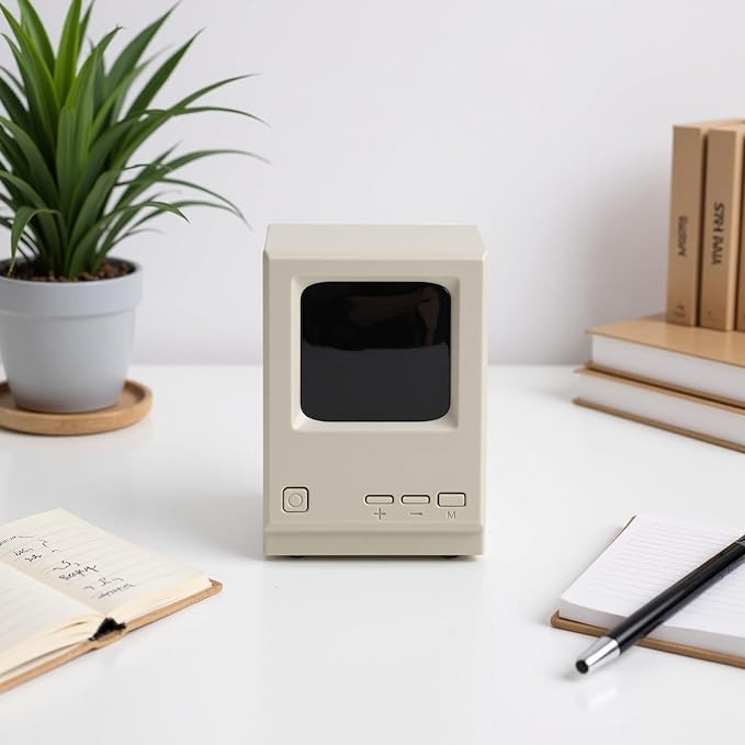 Yosoo Retro Computer Speaker Clock Portable Mini Speaker with USB Charging and Digital Clock Display for Desktop and Outdoor Use