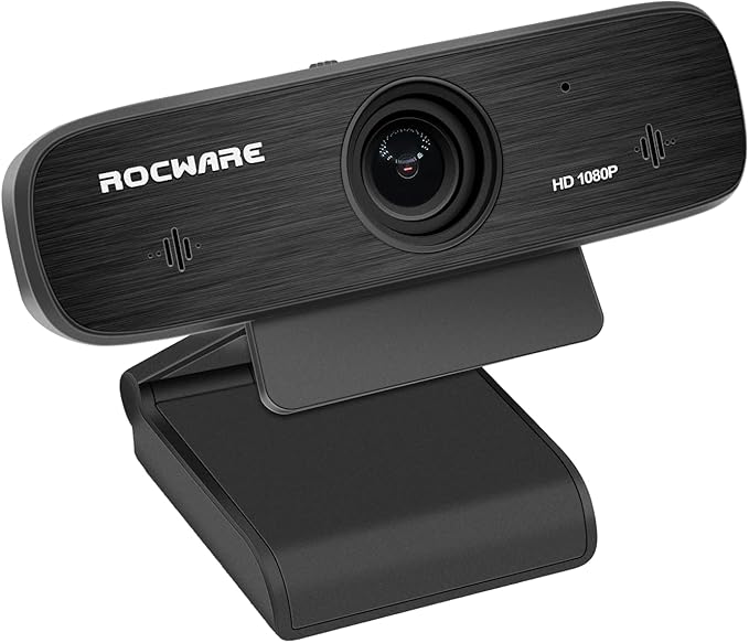 ROCWARE WebcamWebcam with Microphone Autofocus 2MP HD Web Camera RC19 Privacy CoverPlug and Play USB Computer Streaming Webcam for Laptop/Video Call/Skype/Zoom