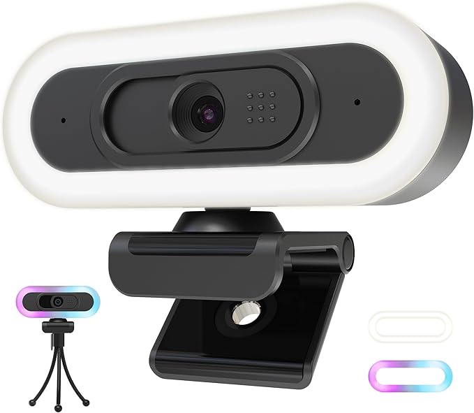 saylas 2K Webcam with Lights HD Webcam for PC 2K@60FPS Web cam with Microphone 65° FOV Autofocus Noise Cancellation Privacy Cover Web Camera for Computer/Laptop USB Streaming Computer Camera
