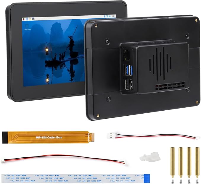 waveshare 7inch DSI Capacitive Touch Display 1280×720 Pixels IPS Panel Optical Bonding Toughened Glass Panel 10-Point Touch Anti-Fingerprint Process with Protective Case